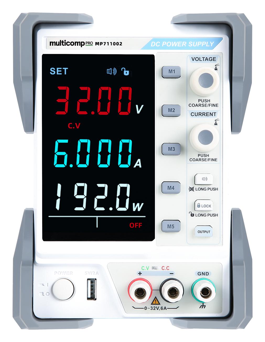 Multicomp Pro Mp711002 Bench Power Supply, Prog, 2Ch, 32V, 6A