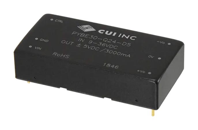 Cui Pybe30-Q24-D5H Dc-Dc Converter, 2O/p, 5/-5V, 3/-3A