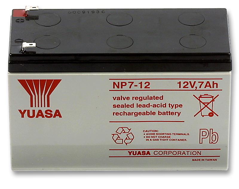 Yuasa Np7-12 Battery,lead Acid,7Ah,12V