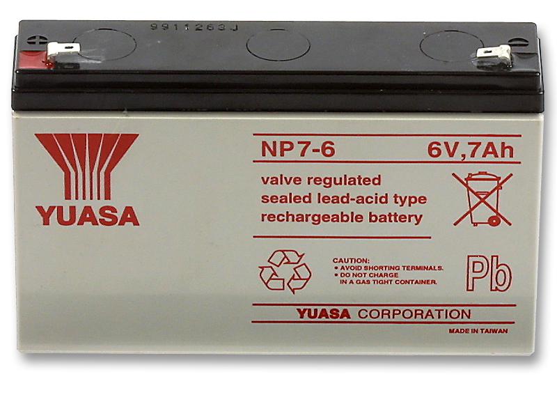 Yuasa Np7-6 Battery,lead Acid,7Ah,6V