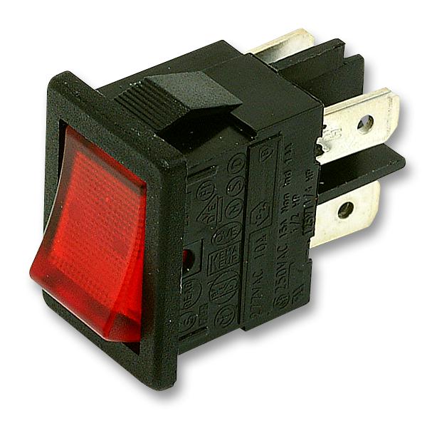 Arcolectric (Bulgin) H8553Vbnaf Rocker Switch, Dpst, Illum Red