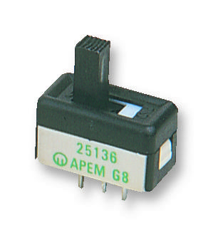 APEM 25136Nah6 Slide Switch, Spdt, Top Button