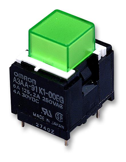 Omron Industrial Automation A3Aa-91K1-00Eg Switch, Spst, Mom, Green