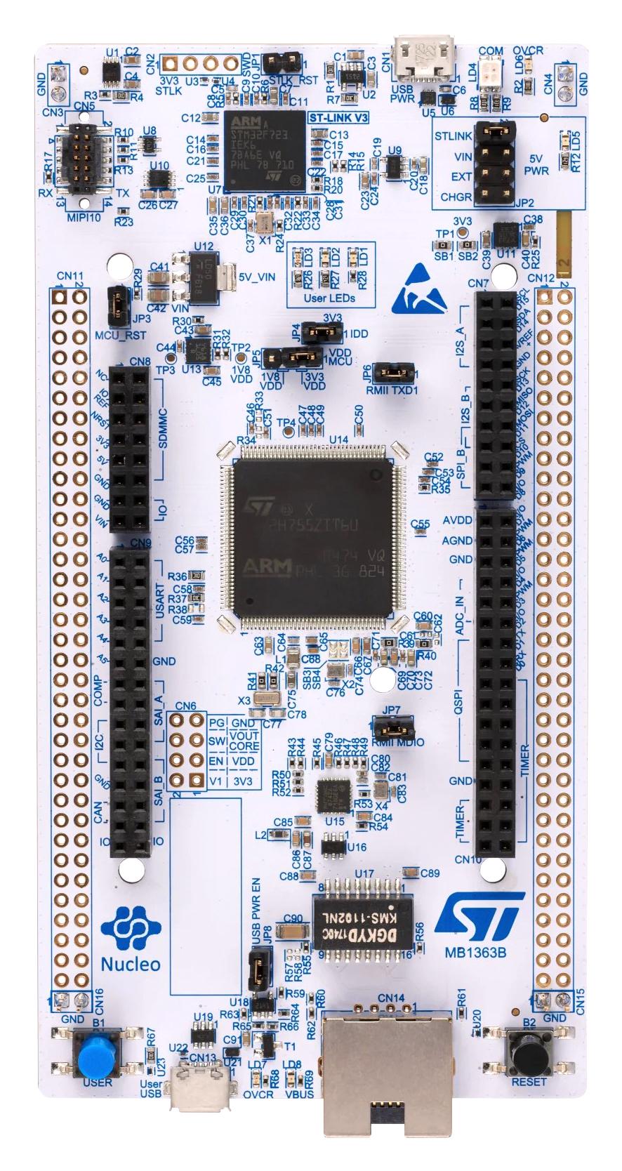 STMicroelectronics Nucleo-H755Zi-Q Development Board, 32Bit, ARM Cortex-M7F