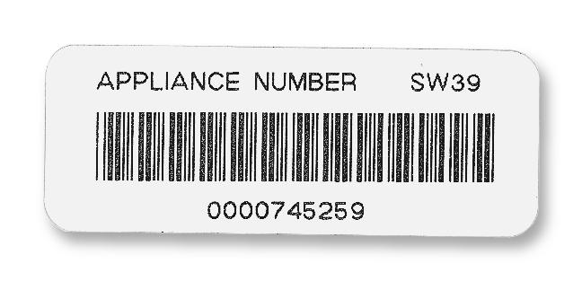 Seaward 194A307 Label, Barcode Serial No