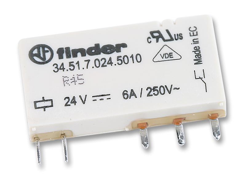 Finder Relays Relays 34.51.7.024.0010 Relay, Spdt, 250Vac, 6A