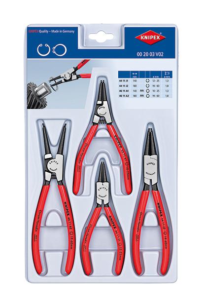 Knipex 00 20 03 V02 Plier Set, Circlip, Straight Tip, 4Pcs