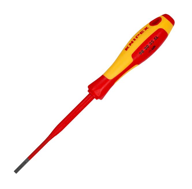 Knipex 98 20 35 Sl Screwdriver, Slim, Slot, 3.5mm Tip/202mm