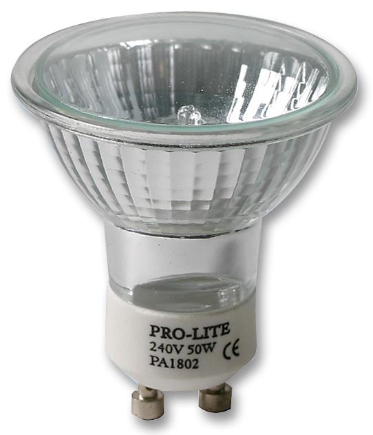 Pro-Lite Gu10/50/clear Halogen Lamp, 240V, 50W, Clear