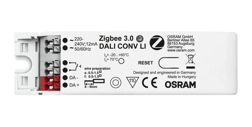 Osram Zigbee-3.0-Dali-Conv-Li Transceiver Mod, Dali Dt8, 230Vac, 1-Ch