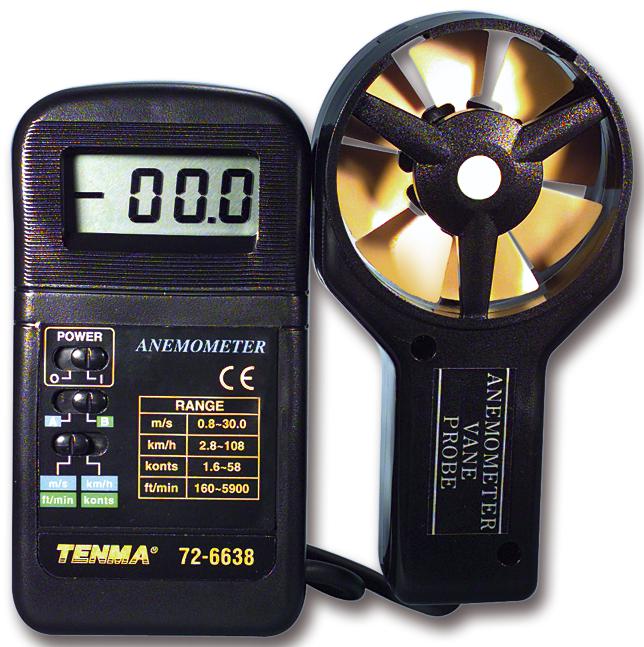 Tenma 72-6638 Anemometer, Vane, 30M/s, 80%rh