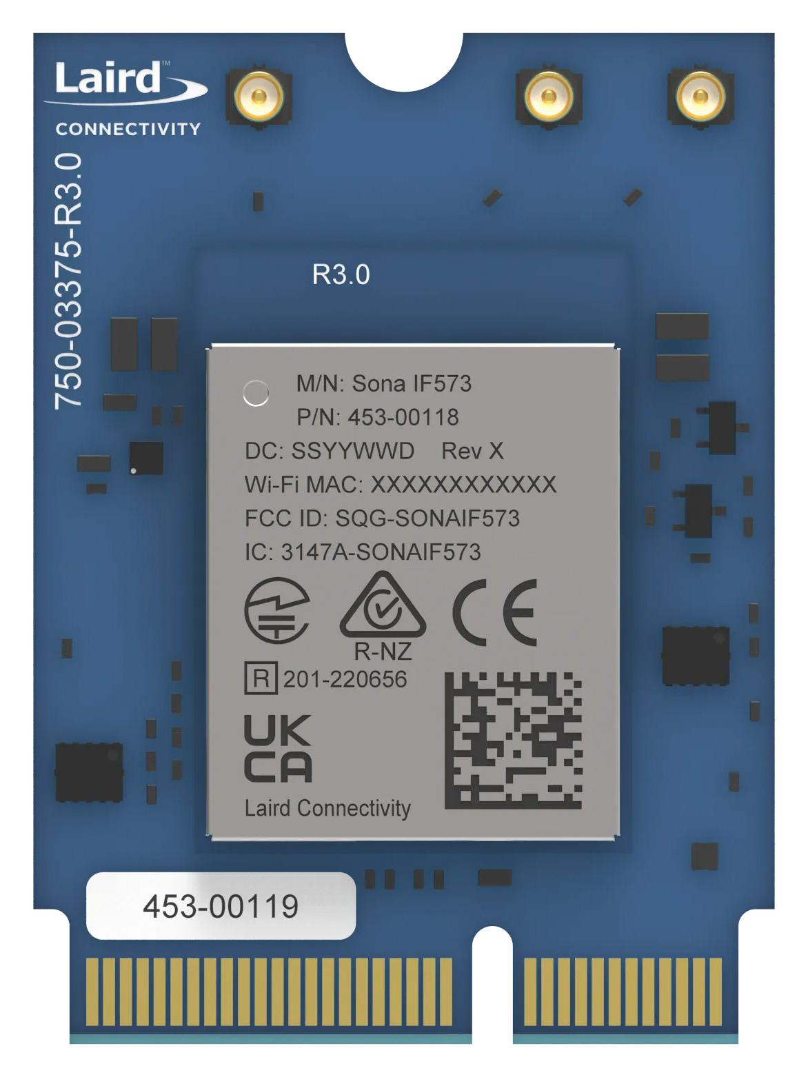 Ezurio 453-00119 Wlan Module, 6Ghz, Sdio/uart