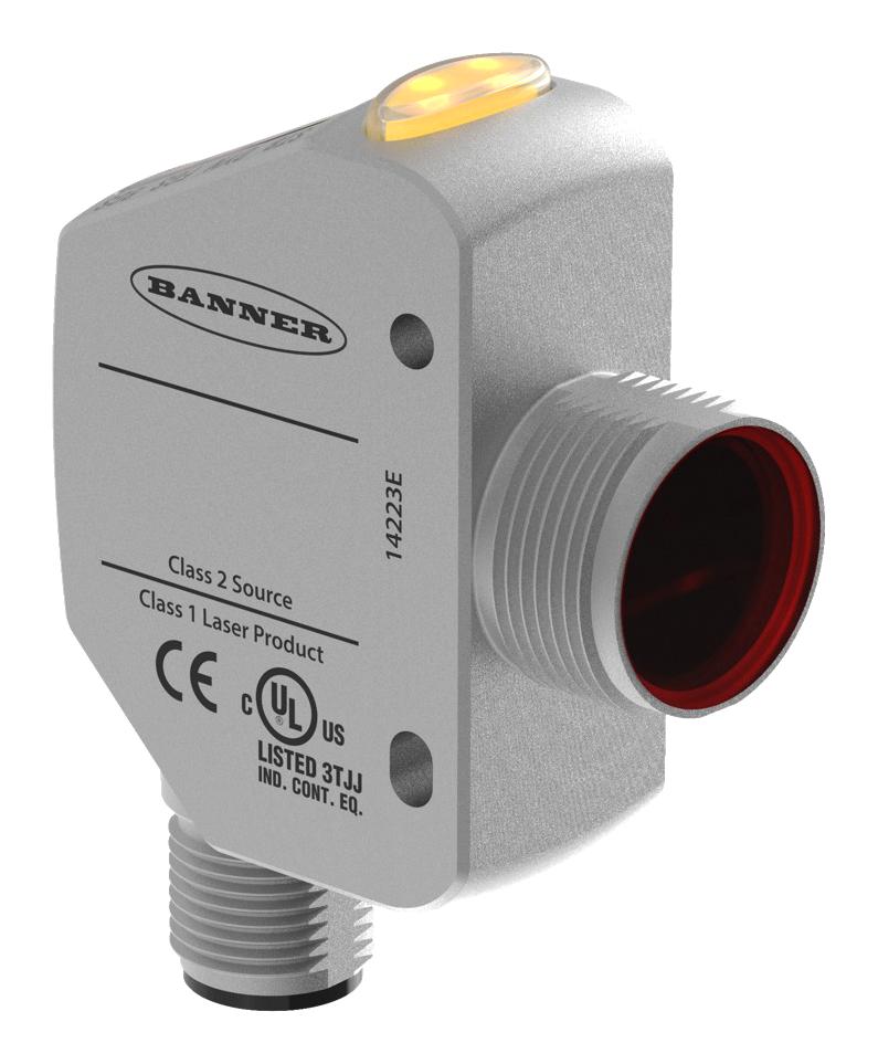 Banner Engineering Q4Xtklaf600-Q8 Laser Distance Sensor, M12, 600mm, 30V