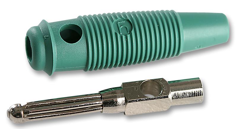 Hirschmann Test And Measurement 930726104 Plug, 4mm, Bunch Pin, Green, Pk5, Bu