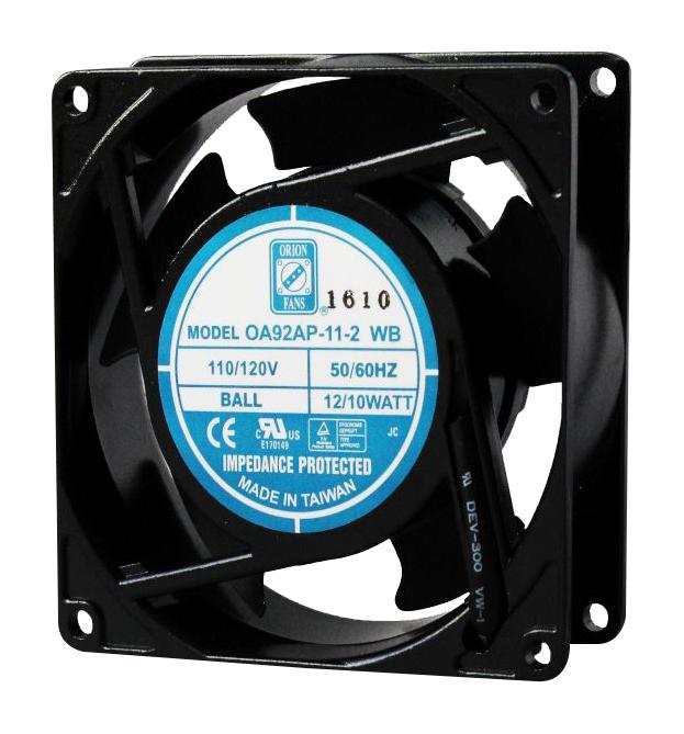 Orion Fans Oa92Ap-11-1Wb Ac Fan, Ball, 92mm, 3000Rpm, 115V