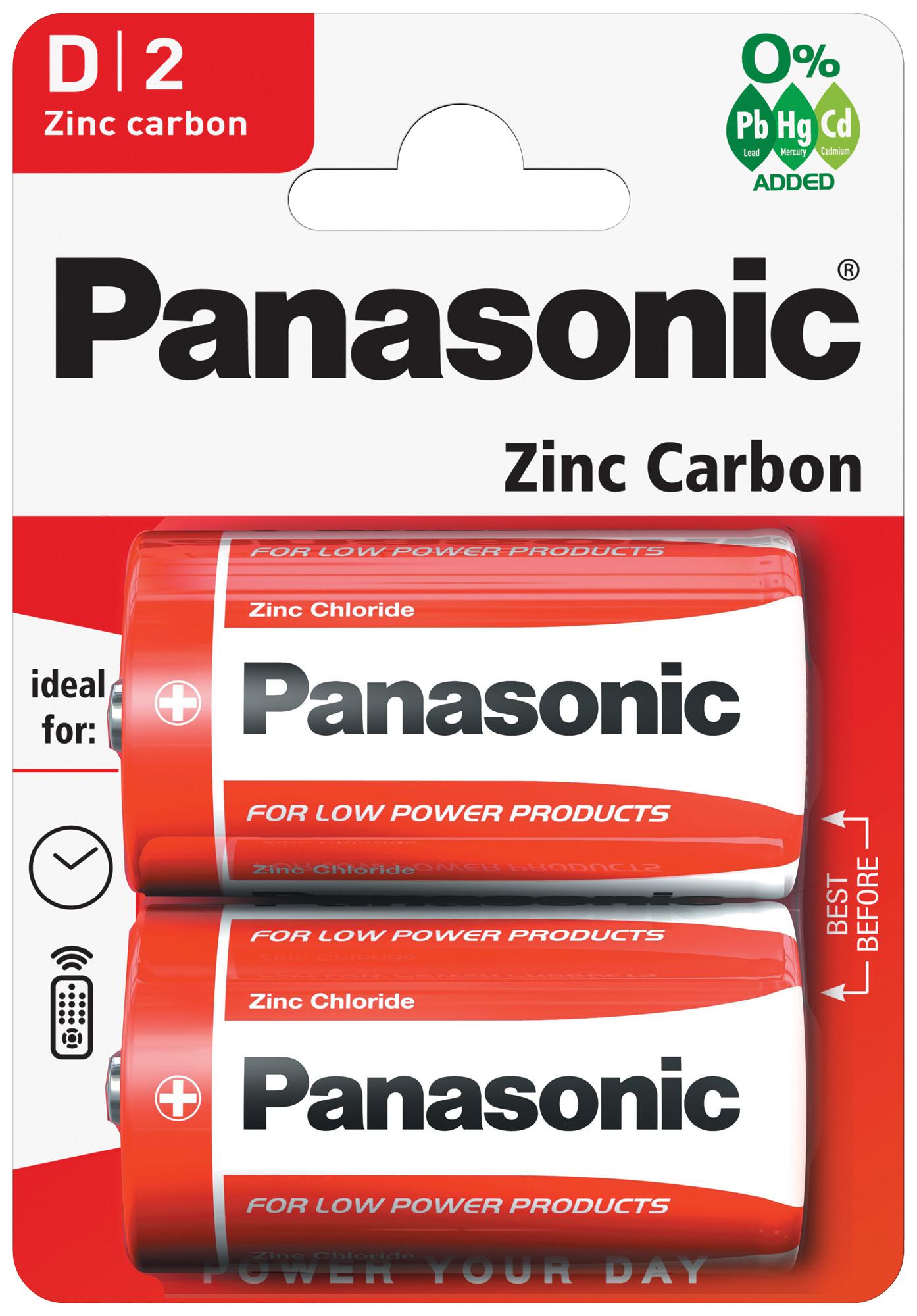 Panasonic R20Rz/2Bp. Battery, Zinc Carbon, 1.5V