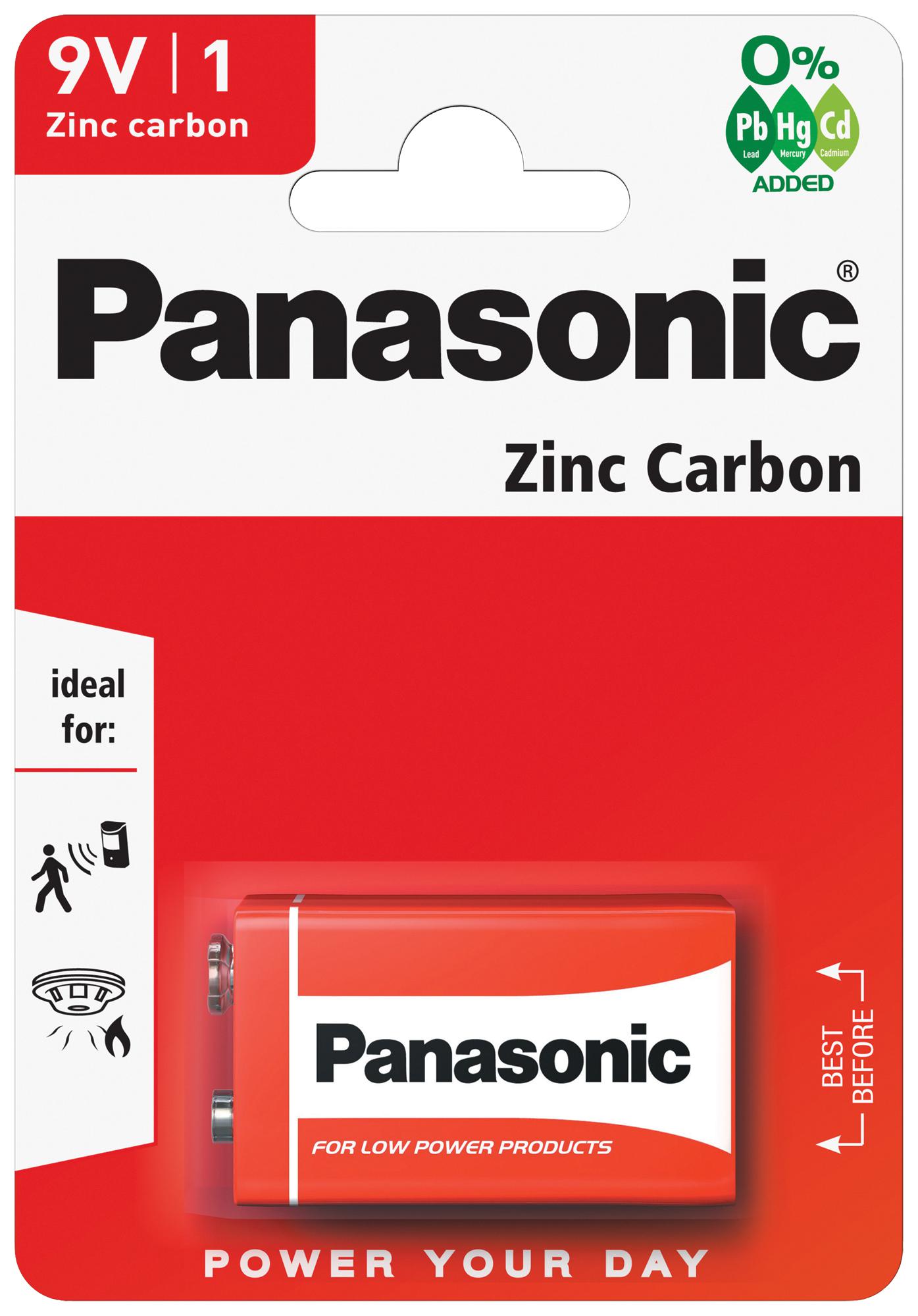 Panasonic 6F22Rz/1Bp. Battery, Zinc Carbon, 9V