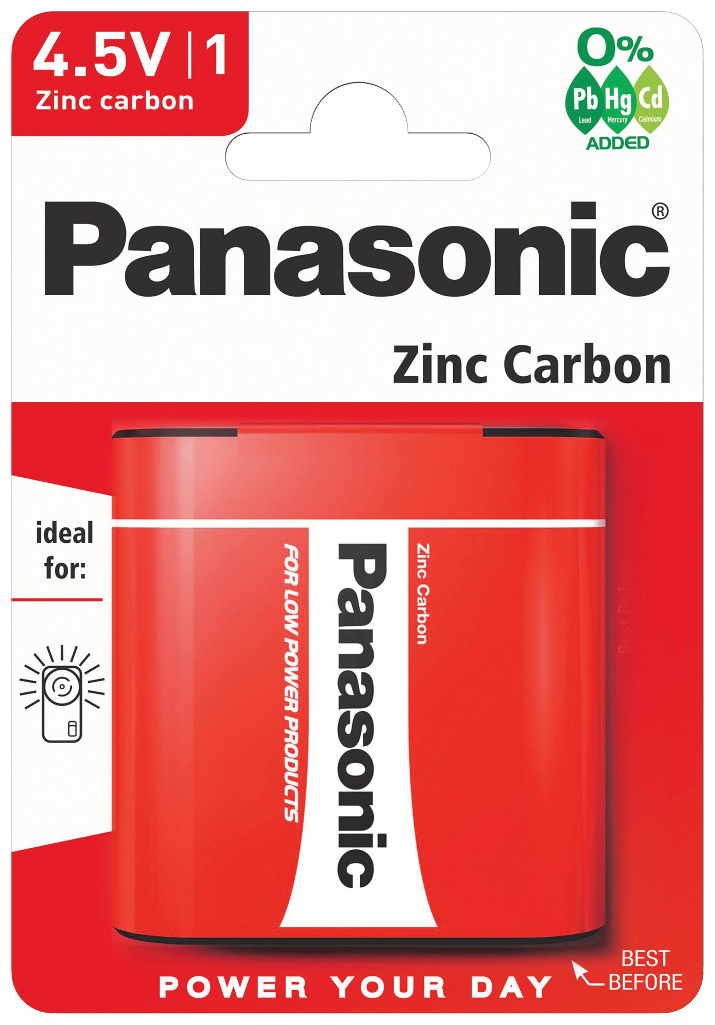 Panasonic 3R12Rz/1Bp. Battery, Zinc Chloride, 4.5V