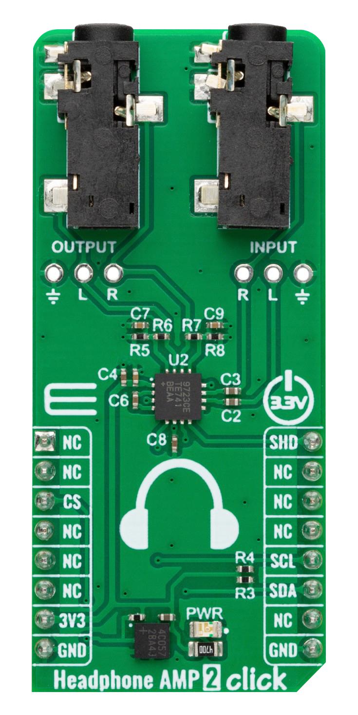 MikroElektronika Mikroe-5577 Headphone Amp 2 Click Add-On Board, 3.3V