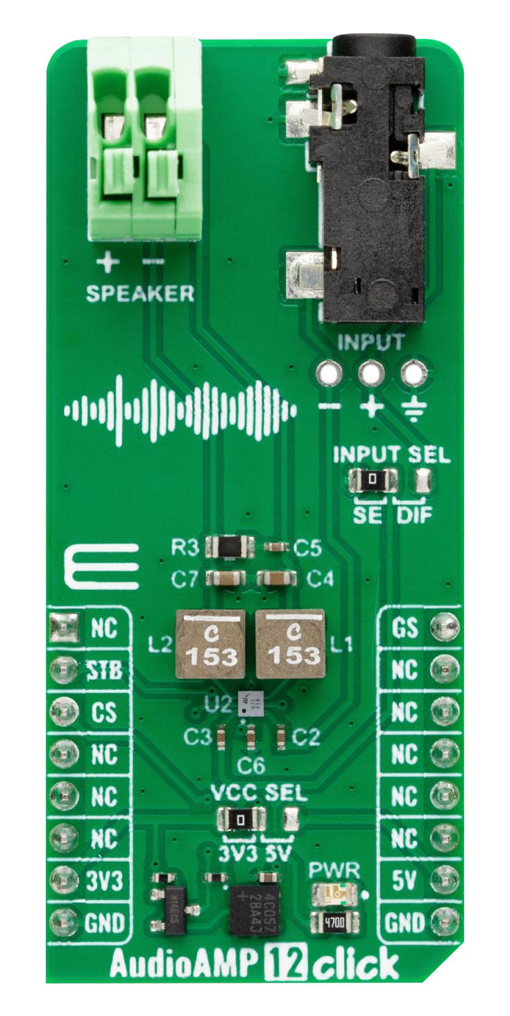 MikroElektronika Mikroe-5796 Audioamp 12 Click Add-On Board, 3.3V/5V