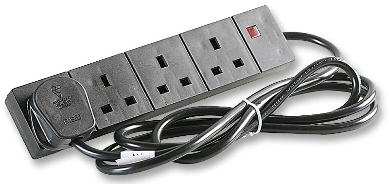 Pro Power Fr4 2 Extension Lead, 4Way, Black, 2M