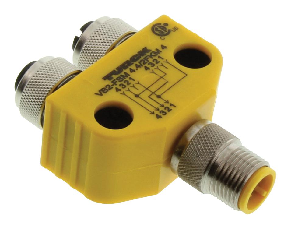 Turck Vb2-Fsm 4.4/2Fkm 4 Sensor Splitter, Y, 4P M12 Plug-2X Rcpt