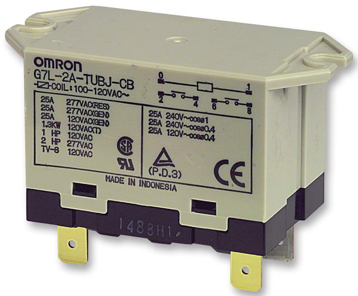 Omron Electronic Components G7L-2A-Tub-80-Cb Ac200/240 Relay, Dpst-No, 277Vac, 25A