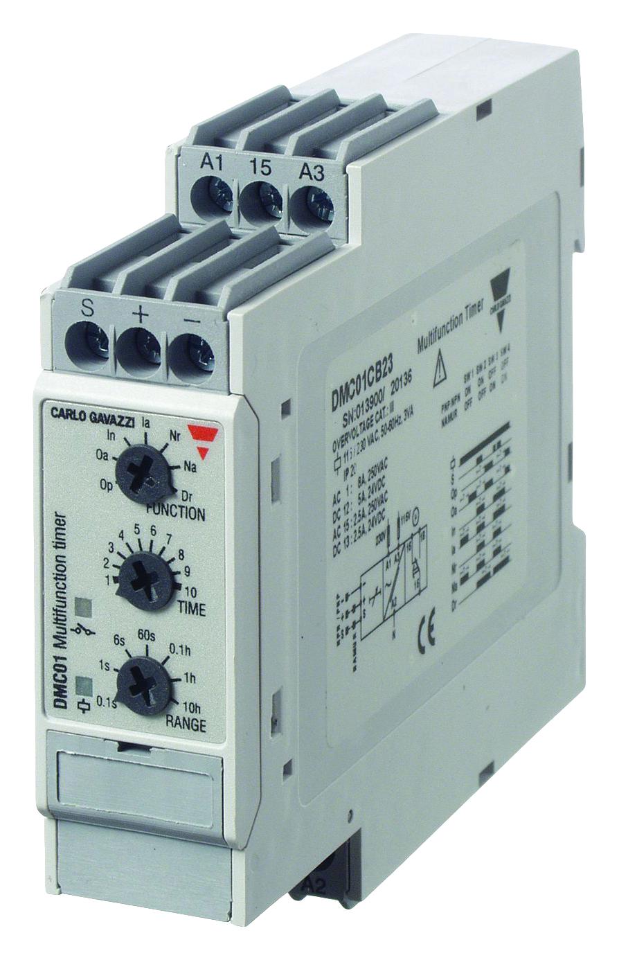 Carlo Gavazzi Dmc01Cb23 Timer, Spdt, 0.1S - 100H, 8A, 230Vac