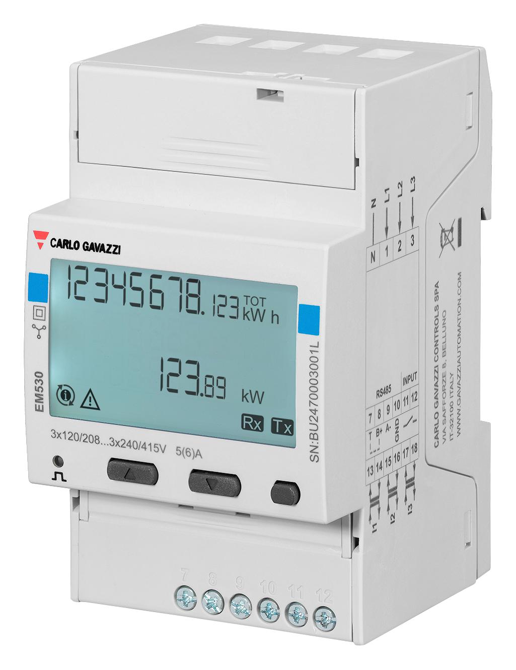 Carlo Gavazzi Em530Dinav53Xo1X Energy Meter, 2/3Ph, Din Rail