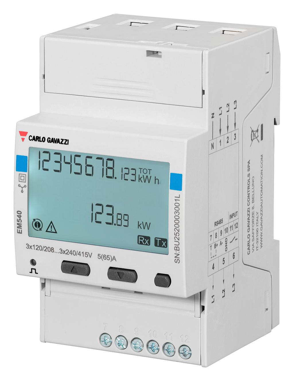 Carlo Gavazzi Em540Dinav23Xo1X Energy Meter, 2/3Ph, Din Rail