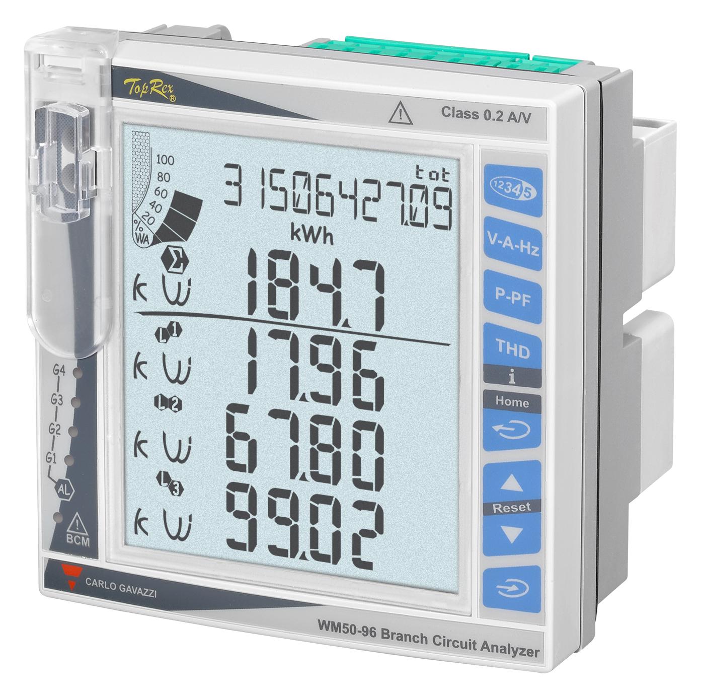 Carlo Gavazzi Wm50Av53Hbc Power Analyzer, 1/2/3Ph, Ip20/ip65