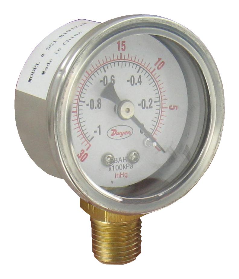 Dwyer Sg1-B10421N Pressure Gauge, 60Psi, 1/8npt