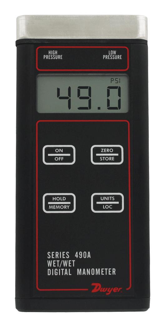 Dwyer 490A-3 Pressure Manometer, 0 To 50Psi, 0.5%