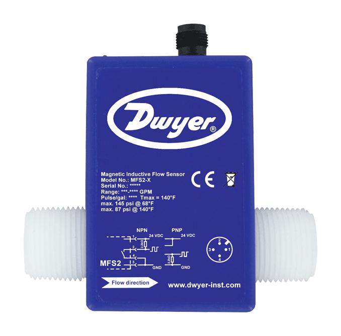 Dwyer Mfs2-3 Magnetic Inductive Flow Sensor,range .6