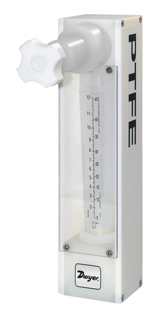 Dwyer Tva1115 All Fluoropolymer Flowmeter, 75 Mm Scal