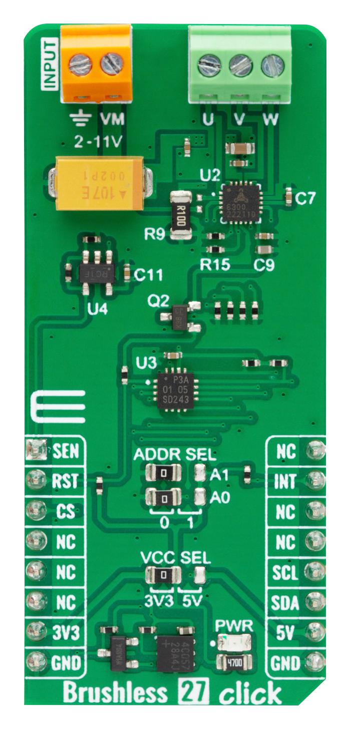 MikroElektronika Mikroe-5910 Brushless 27 Click Add-On Board, 3.3V/5V