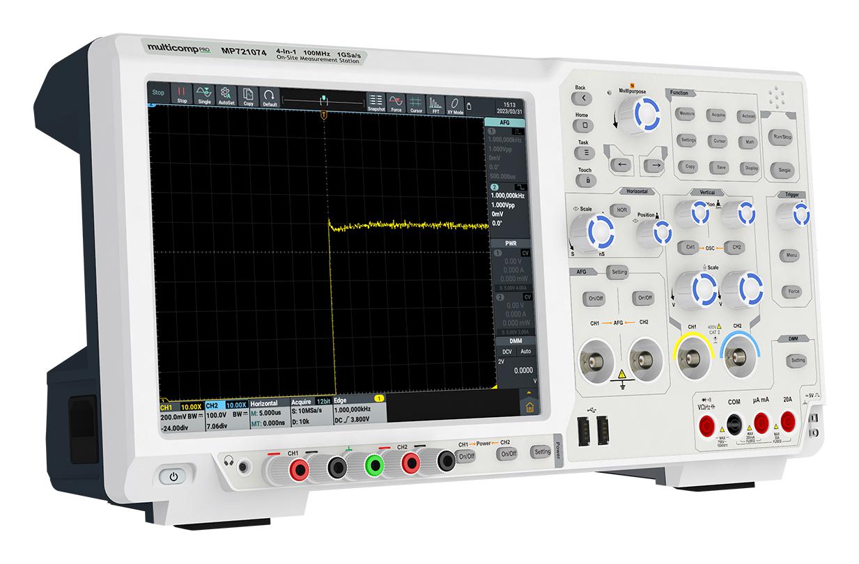 Multicomp Pro Mp721074 Dso, 2 Channel, 100Mhz, 10Mpts, 1Gsps