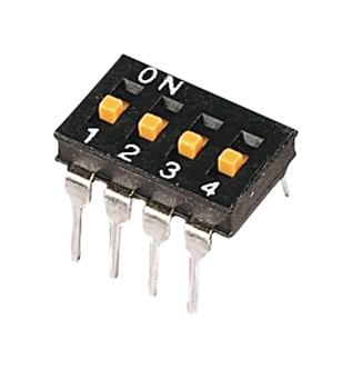 Omron/partner Stock A6T-4104 Dip Switch, Spst, 0.025A, 24Vdc