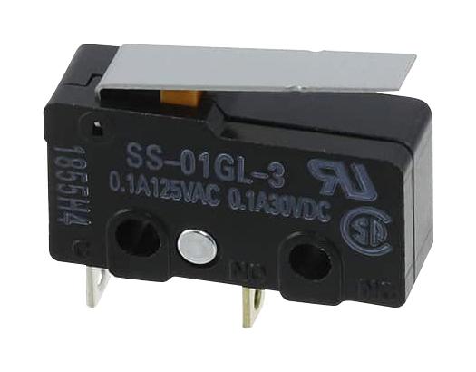 Omron/partner Stock Ss-01Gl-3 Microswitch, Spst-No, 0.1A, 125V, 0.49N