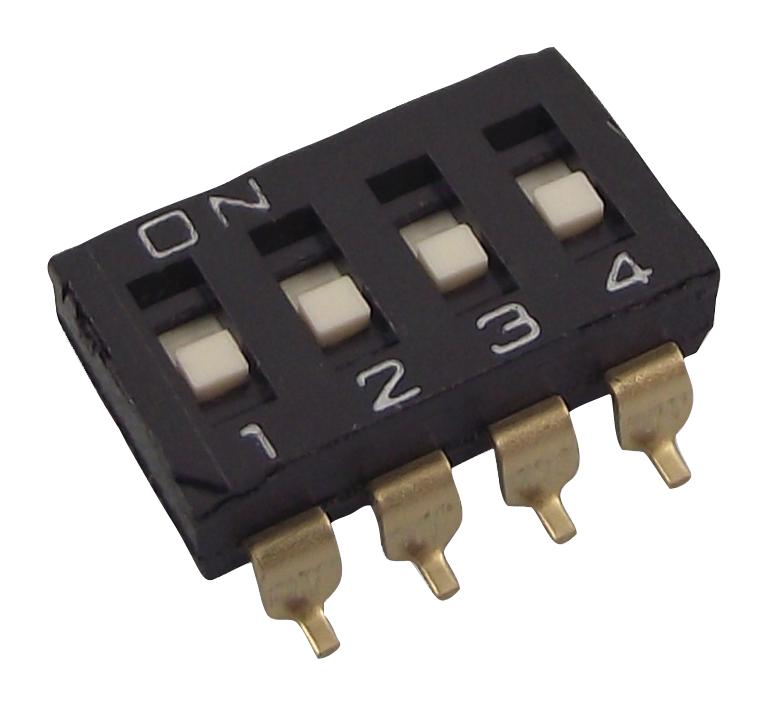 E-Switch Kae04Lggt Dip Switch, Spst, 0.025A/24Vdc, Smd