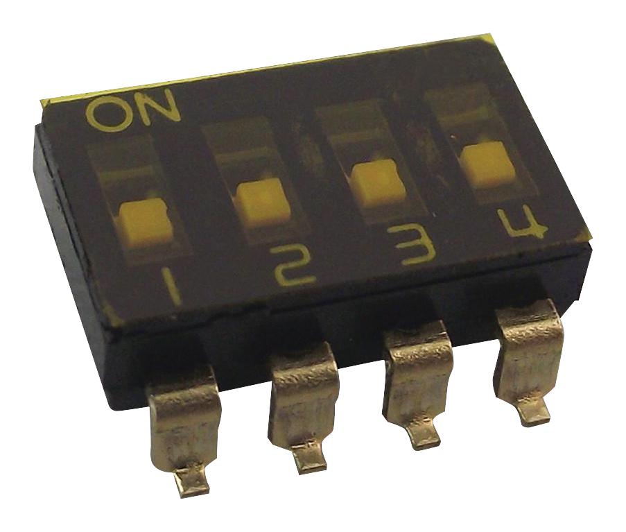 E-Switch Kae04Tggt Dip Switch, Spst, 0.025A/24Vdc, Smd