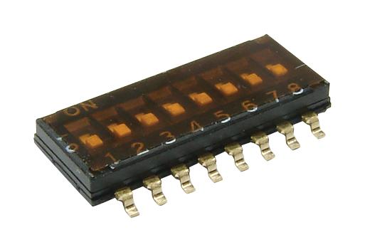 E-Switch Kae08Tggt Dip Switch, Spst, 0.025A/24Vdc, Smd