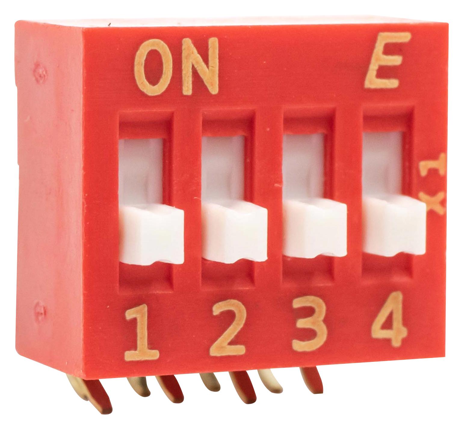 E-Switch Kas2104Et Dip Switch, Spst, 0.025A/24Vdc, Th