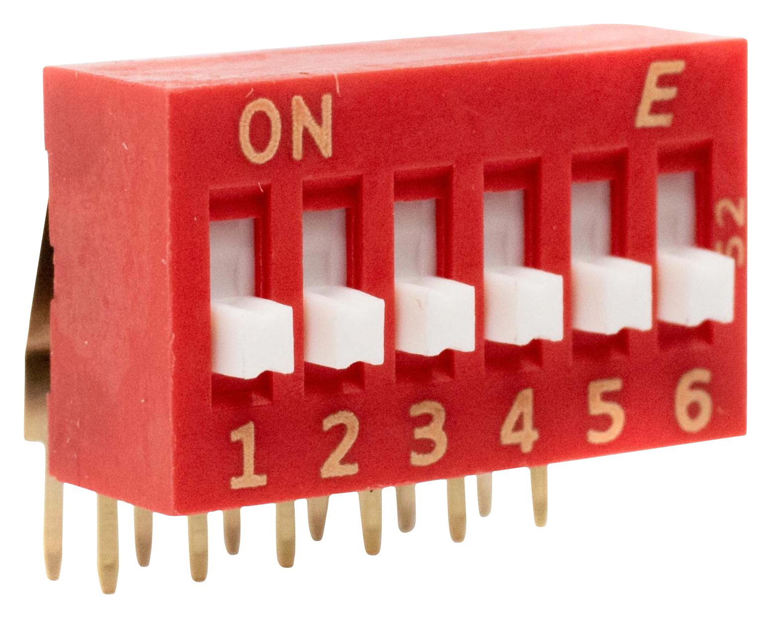 E-Switch Kas2106E Dip Switch, Spst, 0.025A/24Vdc, Th