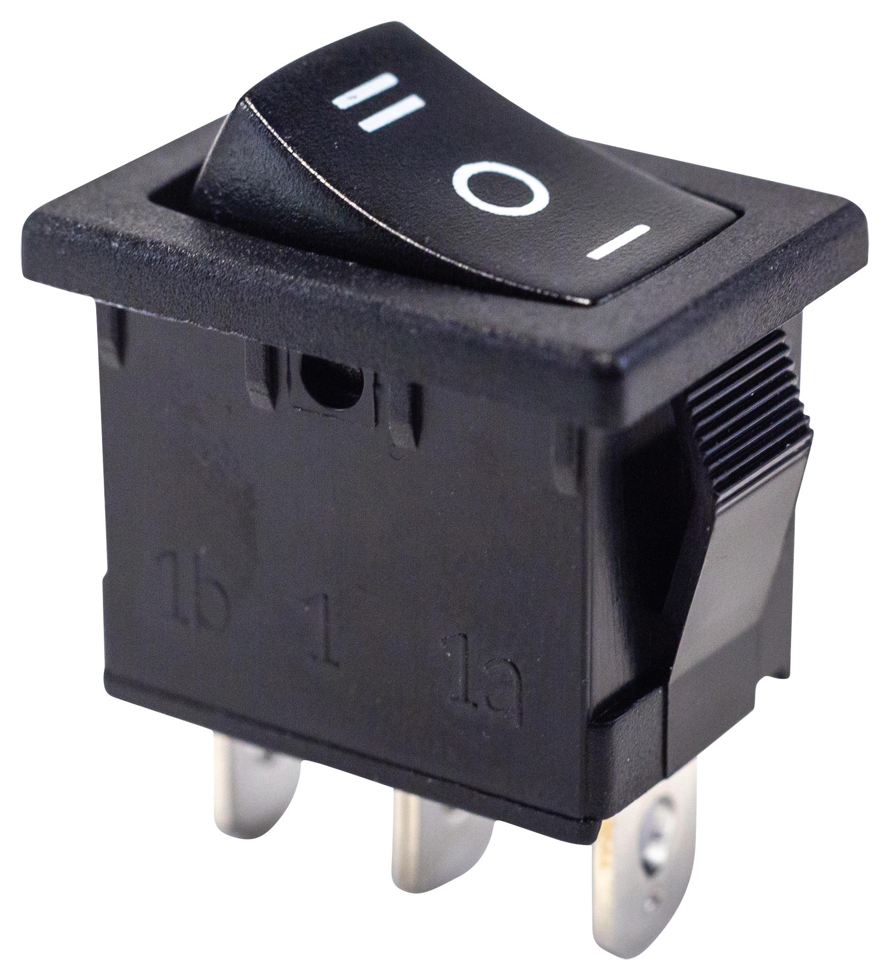 E-Switch R1966Dblkblkbf Rocker Switch, Spdt, 15A, 125Vac, Panel