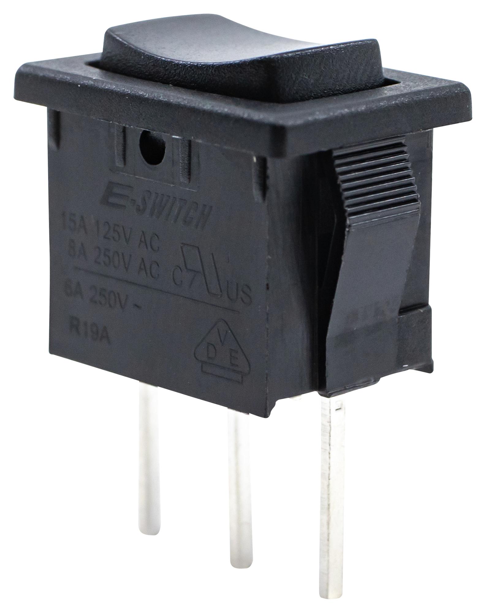 E-Switch R1966Iblkblkep Rocker Switch, Spdt, 15A, 125Vac, Panel