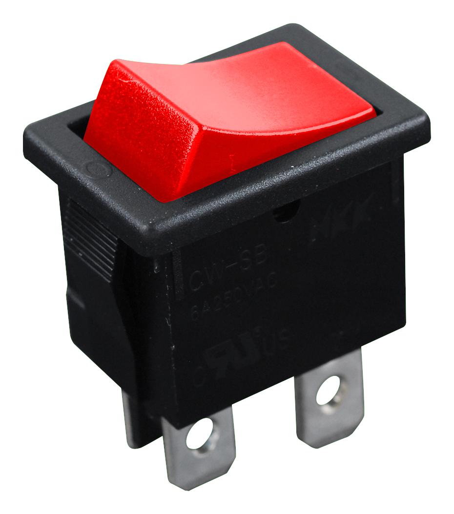 E-Switch R1973Bblkredff0 Rocker Switch, Dpst, 9A, 125Vac, Panel