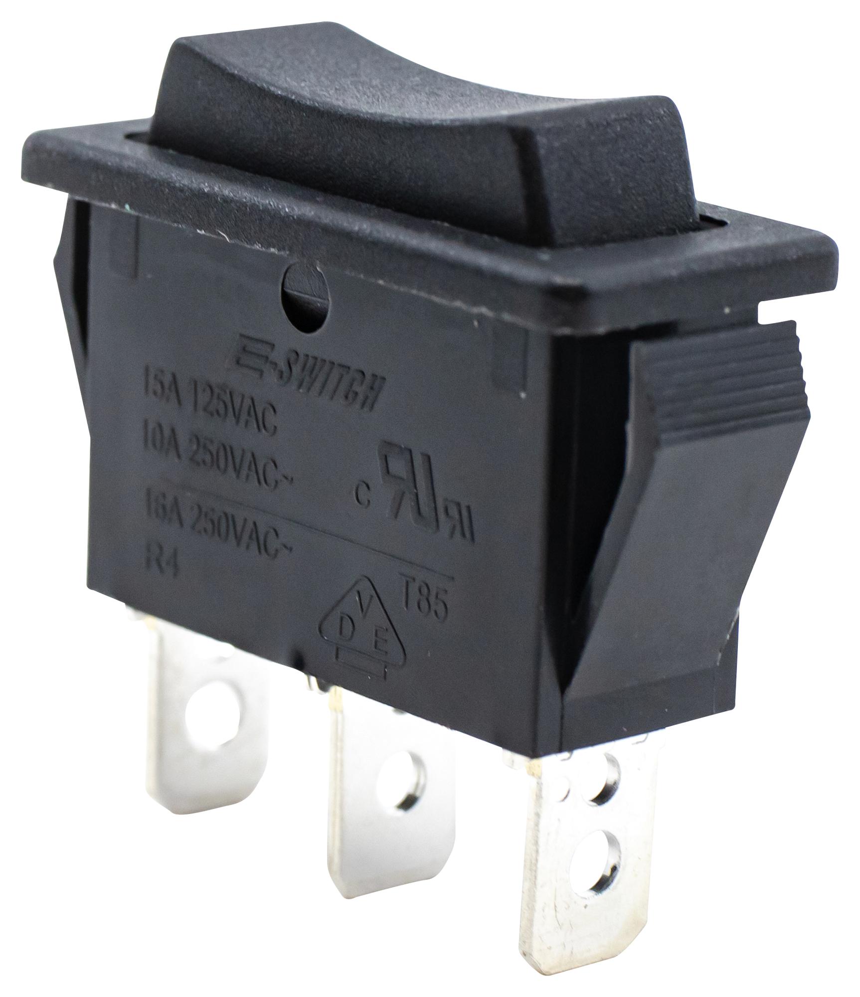 E-Switch R4Gblkblkef0 Rocker Switch, Spdt, 20A, 125Vac, Panel