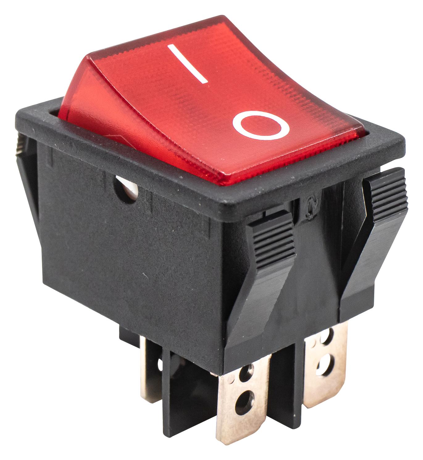 E-Switch R5Bblkredff1 Rocker Switch, Dpst, 20A, 125Vac, Panel