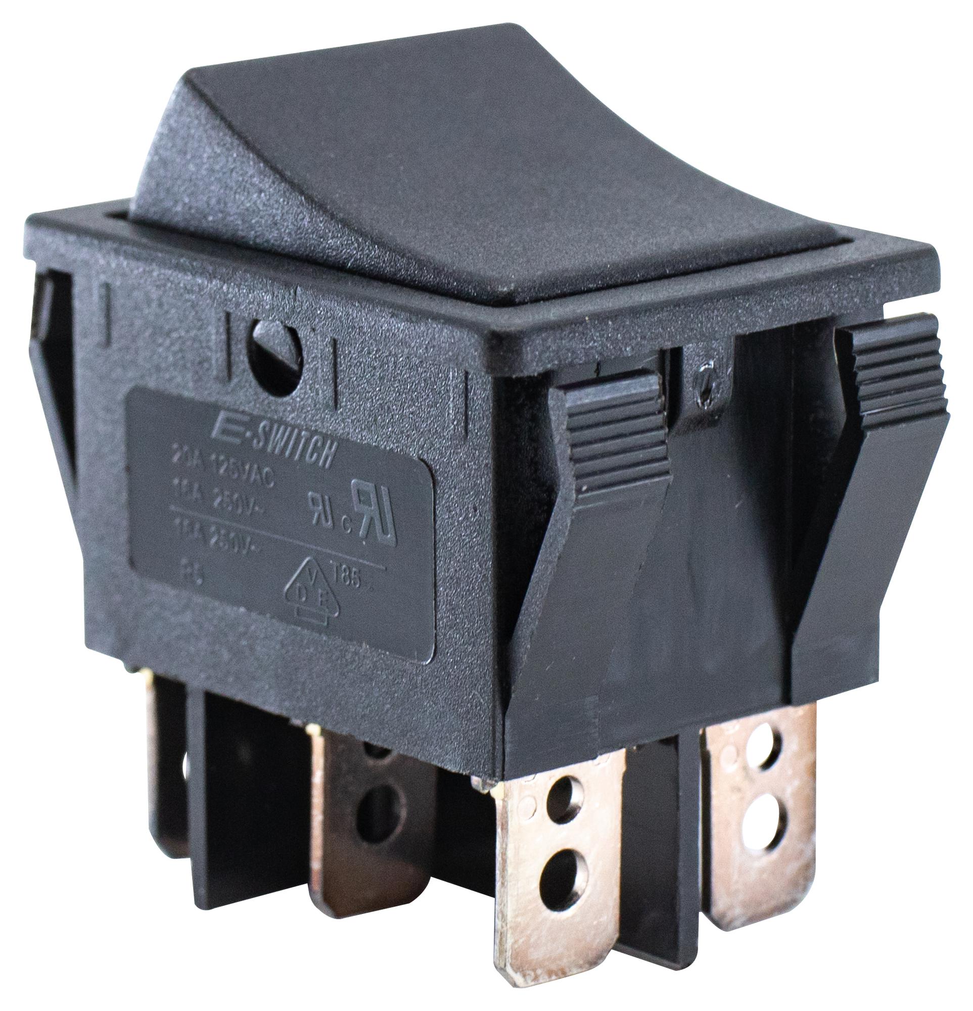 E-Switch R5Cblkblkef0 Rocker Switch, Dpdt, 20A, 125Vac, Panel